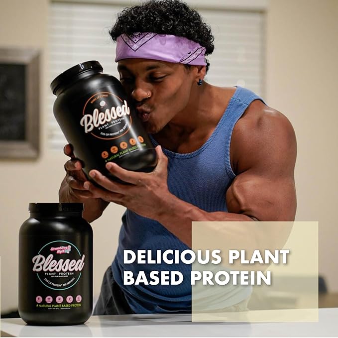 Blessed Vegan Protein Powder - Plant Based Protein Powder Meal Replacement Protein Shake 23g of Pea Protein Powder Dairy Free Gluten Free Soy Free No Sugar Added 30 Servings (Vanilla Chai)