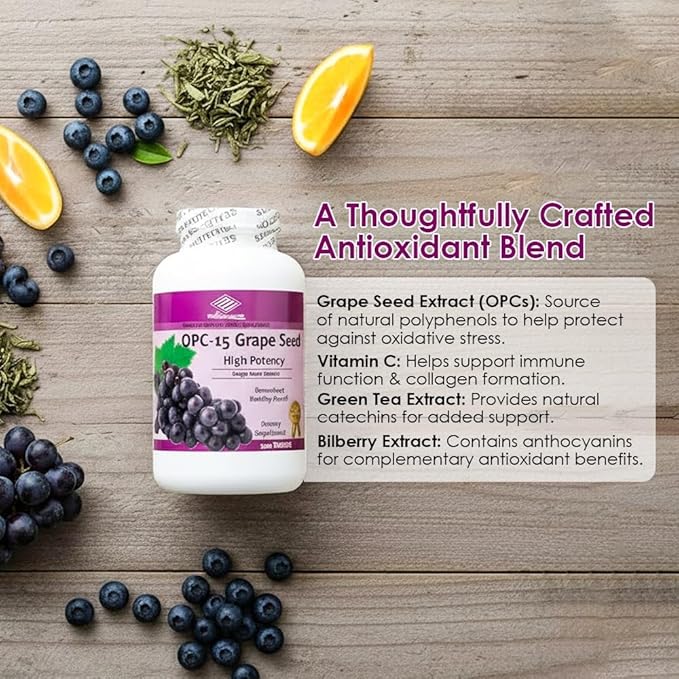 Nu-Health Grapeseed Extract Capsules | Grape Seed Extract with Vitamin C Selenium &amp OPC-15 | Antioxidant Support | Non-GMO | 300 Tablets