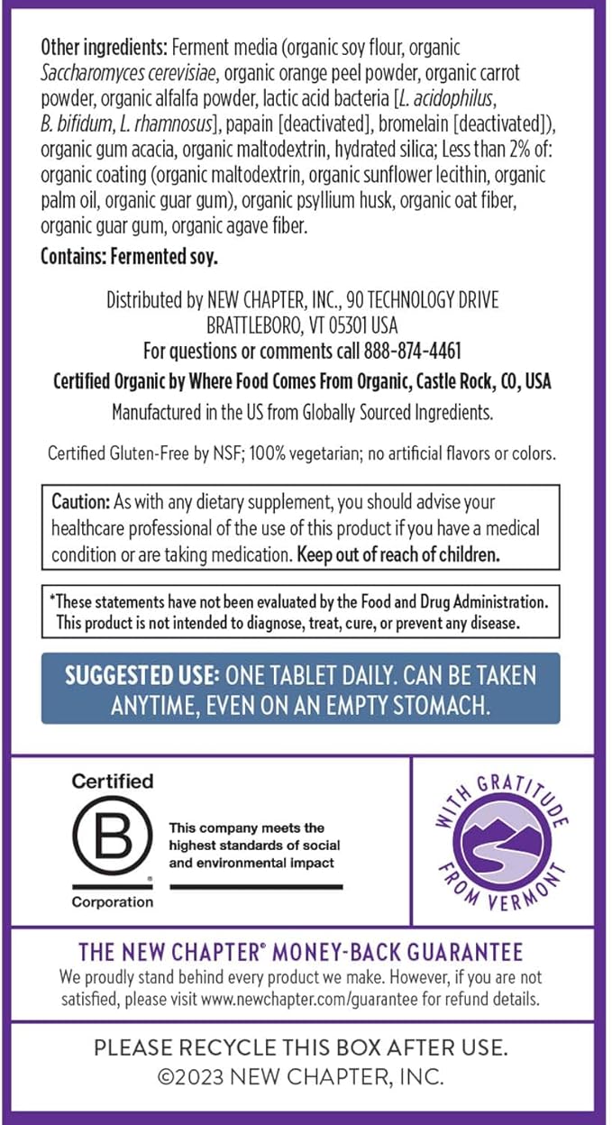 New Chapter Men’s Multivitamin 55+ Extra B6 &amp B12 D3 Astaxanthin Vitamin C &amp Zinc Immune Heart Cellular Energy and Brain Health Gentle on The Stomach One Daily Non-GMO 48 Tablets