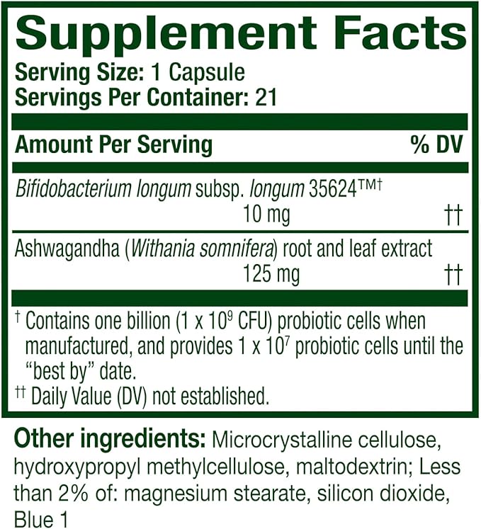 Align Probiotic Gut Health + Stress Support with Probiotics for Digestive Health and Ashwagandha to Help Calm Mind and Body* #1 Doctor Recommended Brand‡ 21 Capsules