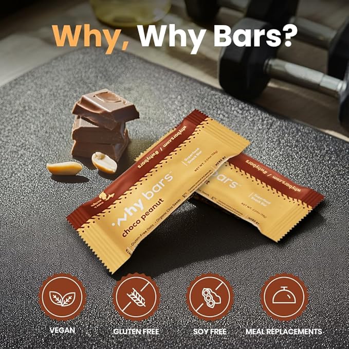 Why Bars Superfood Protein Bars 2.04 Ounce Bars - Protein Bar Superfood Gluten Free Non GMO Organic Vegan Simple Ingredients (Chocolate Peanut Butter)