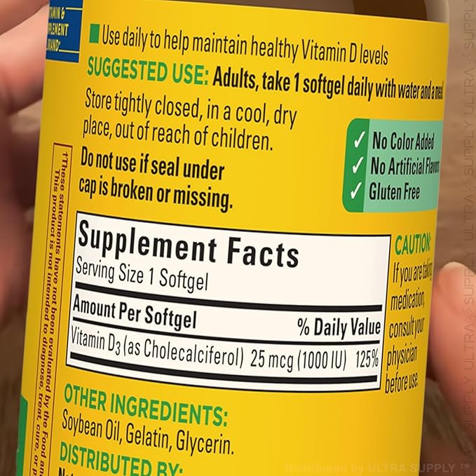 Nature_Mades Vitamin D3 1000 IU (25 mcg) (650 Count. Value Pack) Vitamin d3 Supplement high Potency Daily Immune Support softgel Formula