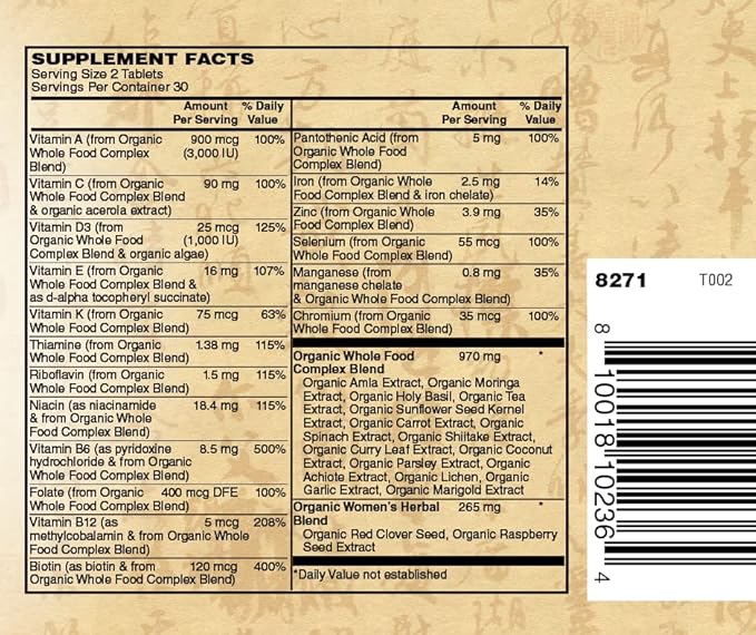 Zen Supplements Whole Food Organic Womens Multivitamin - 60 Tablets
