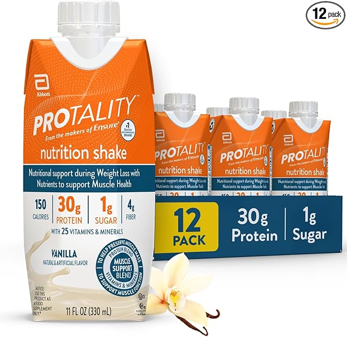 Vanilla Nutrition Shake | 30g Protein 1g Sugar | Nutrition Support for Muscle Health During Weight Loss | 12 Pack