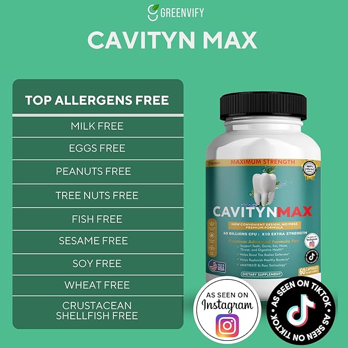 Cavityn Max Probiotic Supplement 40 Billion CFU 60 Capsules Digestive Health Support (3)