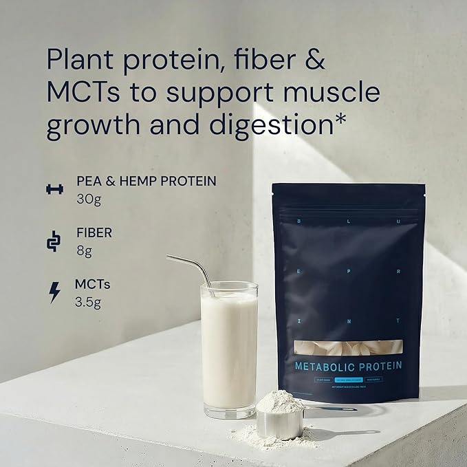 Blueprint Bryan Johnson Vegan Protein Meal Replacement – Plant Based Hemp Protein with 27g Protein Per Serving – Low Calorie Flavored Protein for Women &amp Men – Dairy Free – 15 Servings - Vanilla