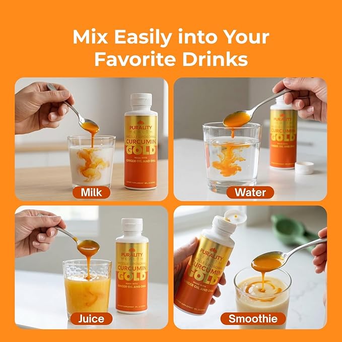 PURALITY HEALTH Curcumin Gold from Turmeric with Ginger Oil &amp DHA Omega-3s Micelle Liposomal Enhanced Absorption Joint Health 15 Day Supply