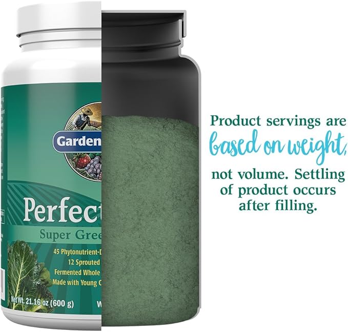 Garden of Life Perfect Food Super Green Formula - 60 Servings 45 Superfoods Greens Fruit &amp Veggie Juice Superfood Powder Supplement Probiotics &amp Organic Spirulina for Digestion &amp Immun
