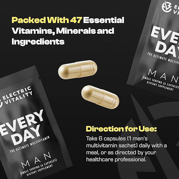 Multivitamins for Men - All in One Pack for Energy and Focus Mens Vitamins for Mental Performance and Health Packed with Tongkat Ali Shilijit Vitamin C B3 B1 A B12 30 Pk