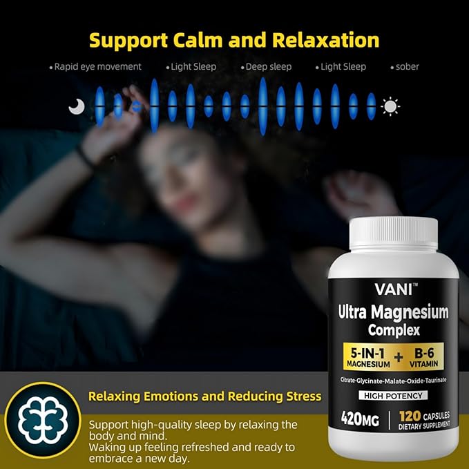 5 in 1 Magnesium &amp Vitamin B1 &amp B6（4 Month SupplyBioavailable 7 Form Supplement Support Heart Muscles and Bone* - Gluten-Free - 120 Capsules