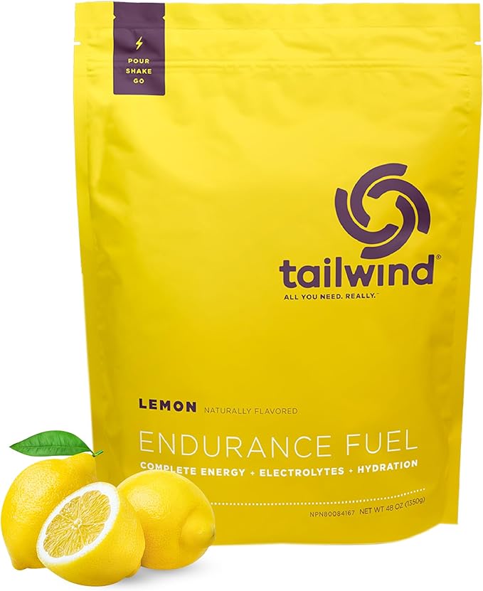 Tailwind Nutrition Endurance Fuel Carbohydrate &amp Electrolyte Sports Drink Mix Powder Gluten-Free Vegan Lemon 50 Servings