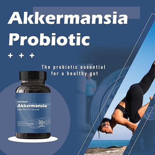 Akkermansia Probiotic with Prebiotic Fiber - Increases GLP-1 Production Delayed Release Third-Party Tested 100M AFU Live Strain for Gut Health for Men &amp Women (1pc)