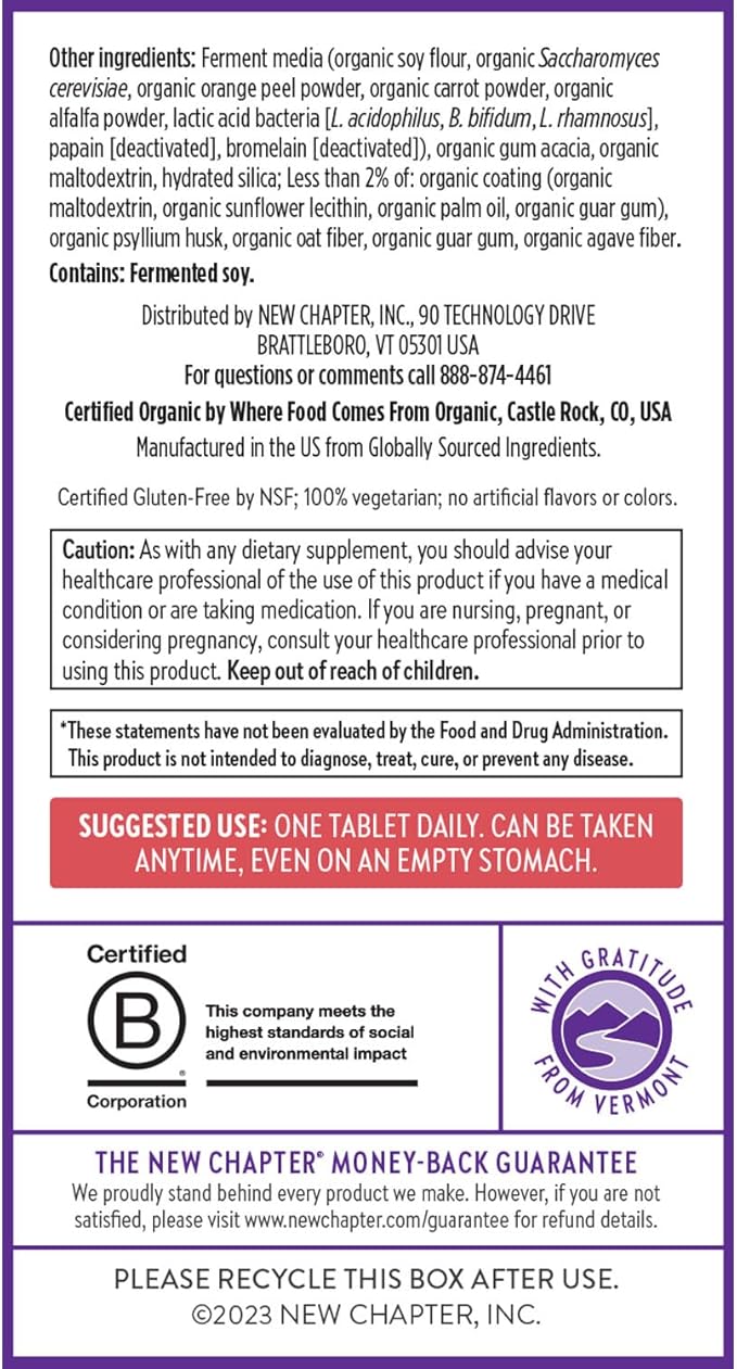 New Chapter Women’s Multivitamin 55+ Astaxanthin B6 B12 D3 Vitamin C &amp Zinc Immune Heart Cellular Energy and Bone Support Gentle on The Stomach One Daily Non-GMO Gluten-Free 48 Table