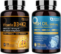 NATURE TARGET Bone &amp Heart Synergy Bundle — Vitamin D3 K2 + Triple Omega 3-6-9 Fish Oil with Calcium &amp Magnesium &amp Vitamin E Complete Daily Support for Bones Heart Brain &amp Immune He