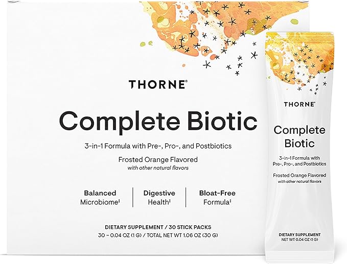 THORNE - Complete Biotic - Probiotic Prebiotic &amp Postbiotic for Women Men &amp Kids - Supports Gut Digestive &amp Immune Health* - Occasional Constipation Diarrhea Gas &amp Bloating Relief