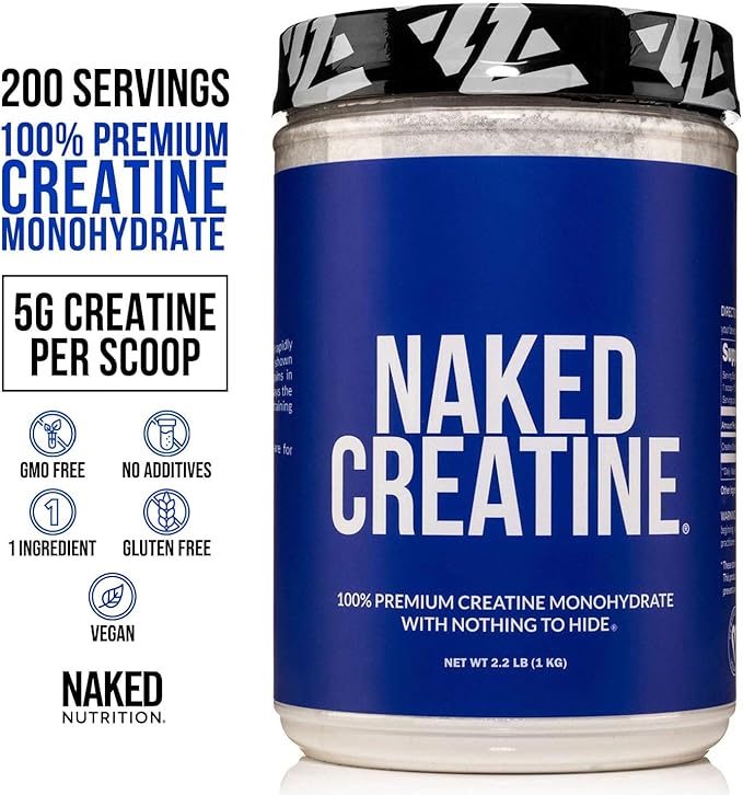 NAKED Vanilla Pea Protein Isolate 5LB Bulk + Pure Micronized Creatine Monohydrate 1000g (200 Servings) – Plant-Based Vegan Non-GMO Gluten Free Soy Free