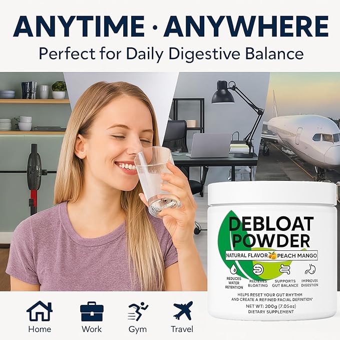 Debloat Powder for Supports Digestive Comfort &amp Bloating Relief Digestive Enzymes for Women &amp Men Rich in Vitamin C Dandelion Root Horsetail Extract Non GMO Peach Mango 200G / 7.05OZ