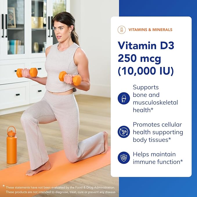 Pure Encapsulations Vitamin D3 250 mcg (10000 IU) - Supplement to Support Bone Joint Breast Heart Colon &amp Immune Health - with Premium Vitamin D - 60 Capsules