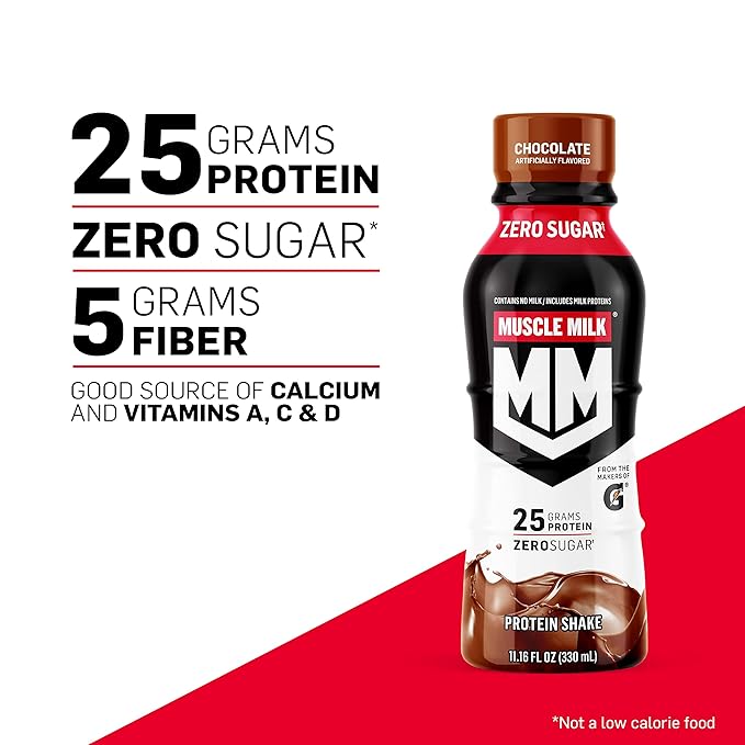 Muscle Milk Genuine Protein Shake Chocolate 25g Protein 11.16 Fl Oz (Pack of 12) Packaging May Vary