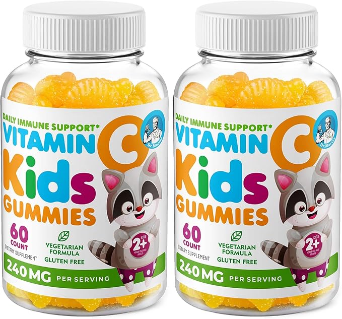 DR. MORITZ Vitamin C Gummies for Kids &amp Adults 240 mg - Immune Support Low-Sugar Chewable Vitamins for Toddlers - Vegetarian Gelatin-Free Children's Dietary Supplement (Citrus Flavor) (120 Count)