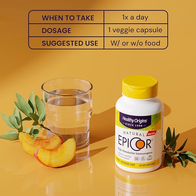Healthy Origins EpiCor 500 mg (Immune Support Non-GMO Gluten Free) 60 Veggie Capsules