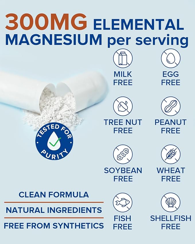 Terranics Magnesium Complex Supplement with Glycinate Citrate Taurate &amp Malate | Supports Nerve &amp Mood Health | Includes Ashwagandha L-Theanine Vitamin D3 &amp B6 | 240 Capsules | Non-GMO