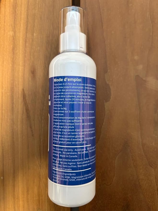 Magnesium Oil Spray with MSM – Extra Strength – 32mg per Spray – Light Lavender Scent – Product of Canada – 237 ml