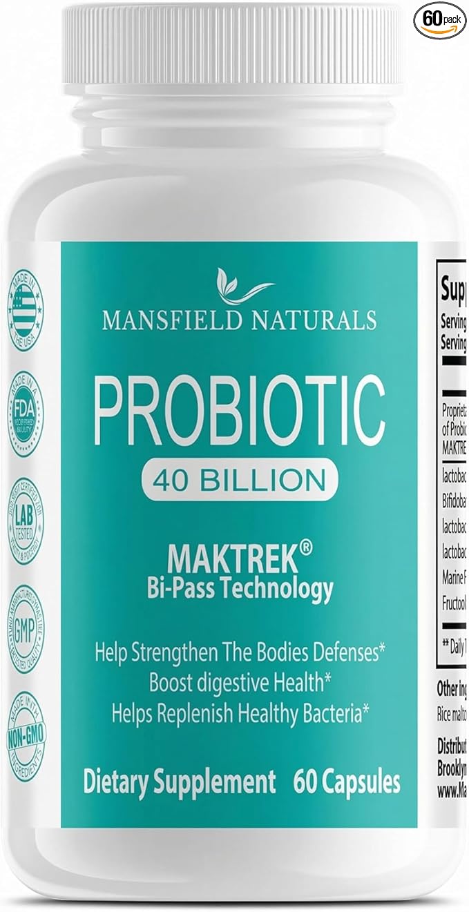 Probiotic Supplement 40 Billion CFU 60 Capsules Gut Health &amp Immune Support Shelf Stable