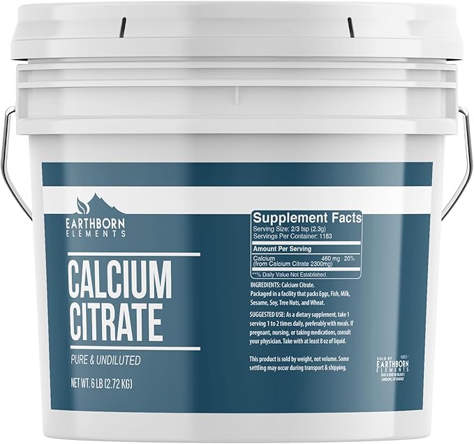 Earthborn Elements Calcium Citrate 1 Gallon Bucket Pure &amp Undiluted Lab Verified (96 Ounce)