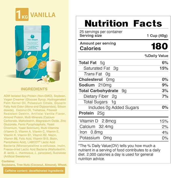 THE VEGAN Protein Powder | Vanilla Plant Based Protein | Non-GMO Soy Isolate with Probiotics | Dairy-Free | Low FODMAP | Low Cholesterol | 1kg