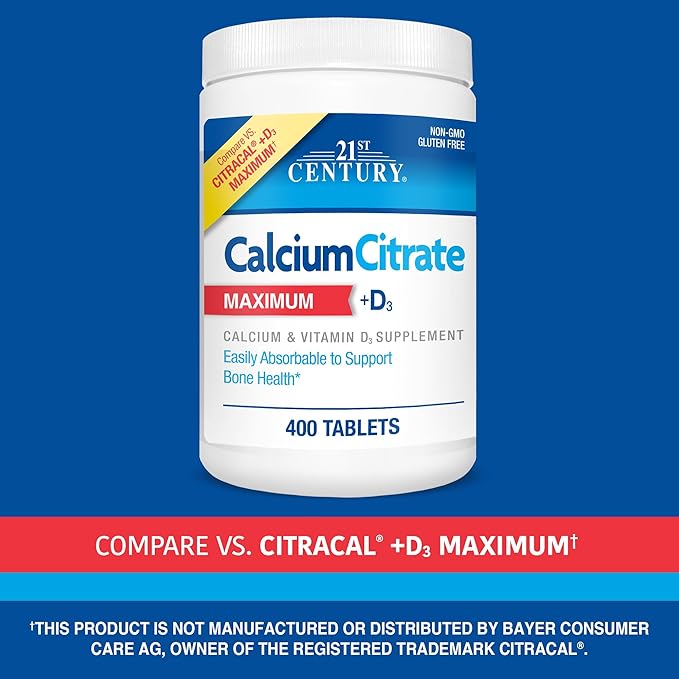 21st Century Vitamins Calcium Citrate Plus D3 Maximum Tablets 400 Count