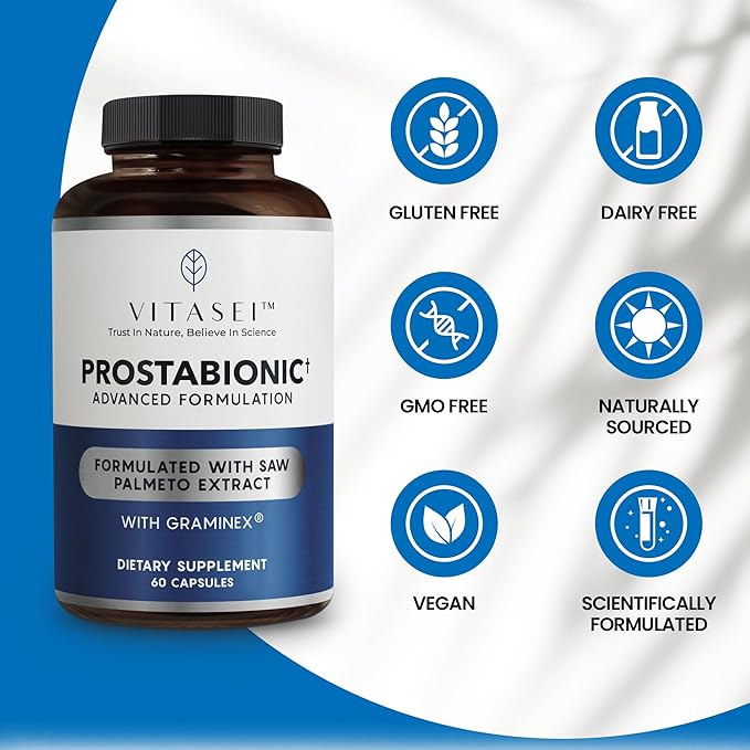 VITASEI Men's Probiotic &amp Prostate Health Bundle – Happy Flora for Gut Health &amp Prostabionic for Prostate Support – Digestive Balance &amp Prostate Comfort