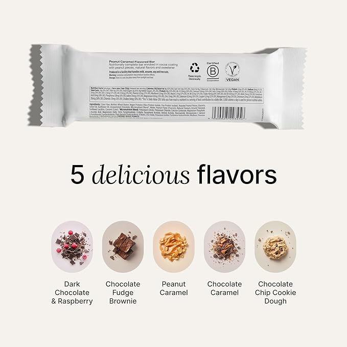 Huel Complete Nutrition Vegan Protein Bars | Peanut Caramel | 13g Protein | 27 Vitamins &amp Minerals 2g Sugar Non-GMO 100% Plant Based Snack | 12 Pack