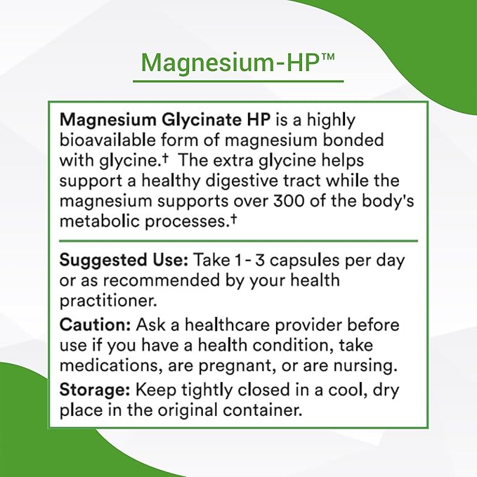 Healthy Gut Magnesium-HP | Ultra Pure Magnesium Glycinate Capsules with Zero Fillers | 180 mg Magnesium Glycinate | 90 Servings