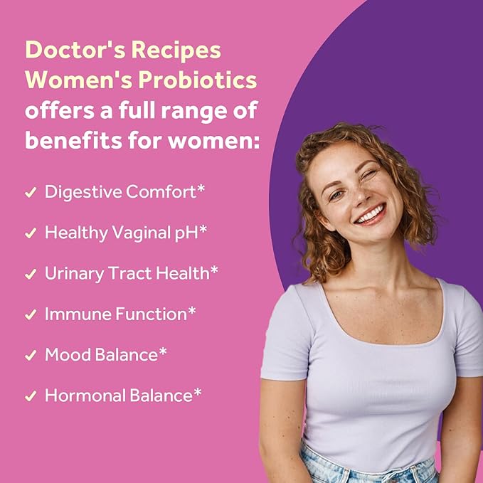 Doctor's Recipes Women’s Probiotics 100 Billion CFU Bundle Vitamin B6 P5P Cranberry Digestion Vaginal Mood Immune Shelf Stable Delayed Release