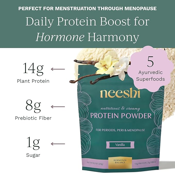 Nourishing Protein Blend for Hormonal Balance – Vegan Gluten-Free All-Natural – Supports PMS &amp Menopause Relief – 1-Week Supply – Vanilla Flavor