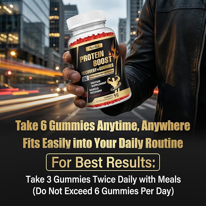Whey Protein Gummies 9g Protein per Serving Easy to Take Snacks for Men &amp Women Recovery + Gummies for Protein Boost Muscle Energy Support Strawberry Flavor 180 Gummies