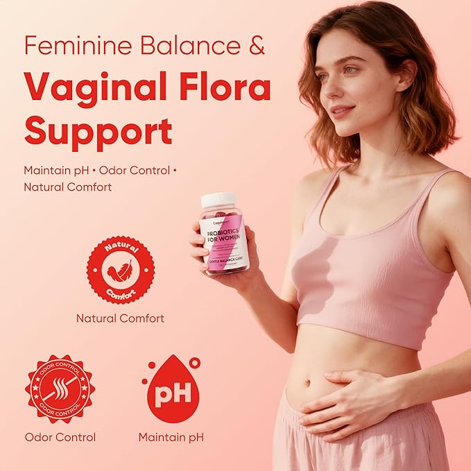 Probiotics for Women Gummies - Multiple Probiotics &amp Red Elm - Supports Gut Flora Feminine Health &amp Immune Function - 60 Active Daily Gummies (1PCS)