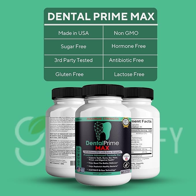 DentalPrime MAX Probiotic Supplement 40 Billion CFU MAKTREK Bi-Pass Technology 60 Capsules 30-Day Supply (1)