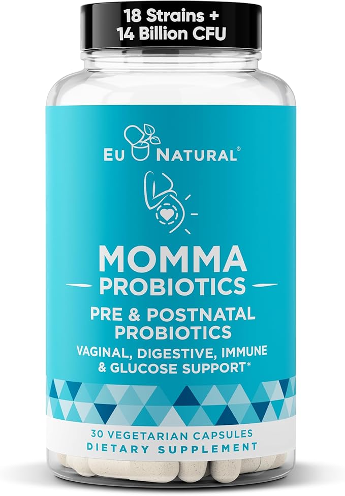 Momma Prenatal Probiotics Mom &amp Baby – Gut and Digestive Postpartum Nursing Morning Sickness Pregnancy Relief – 18 Clinically Proven Strains 14 Billion CFU Prebiotic – 30 Mini Vegan Capsules