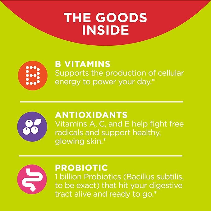 OLLY Fiber Gummy Rings 5g Prebiotic Fiber FOS (Fructo-oligosaccharides) &amp Multi + Probiotic Adult Multivitamin Gummy 1 Billion CFUs Digestive and Immune Support C