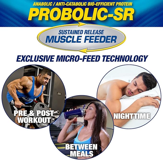 Maximum Human Performance Probolic-SR Sustained Release Protein Powder 24g Protein BCAAs Glutamine Arginine Pre-Workout Post-Workout Nighttime Protein 2lbs 26 Servings Chocolate