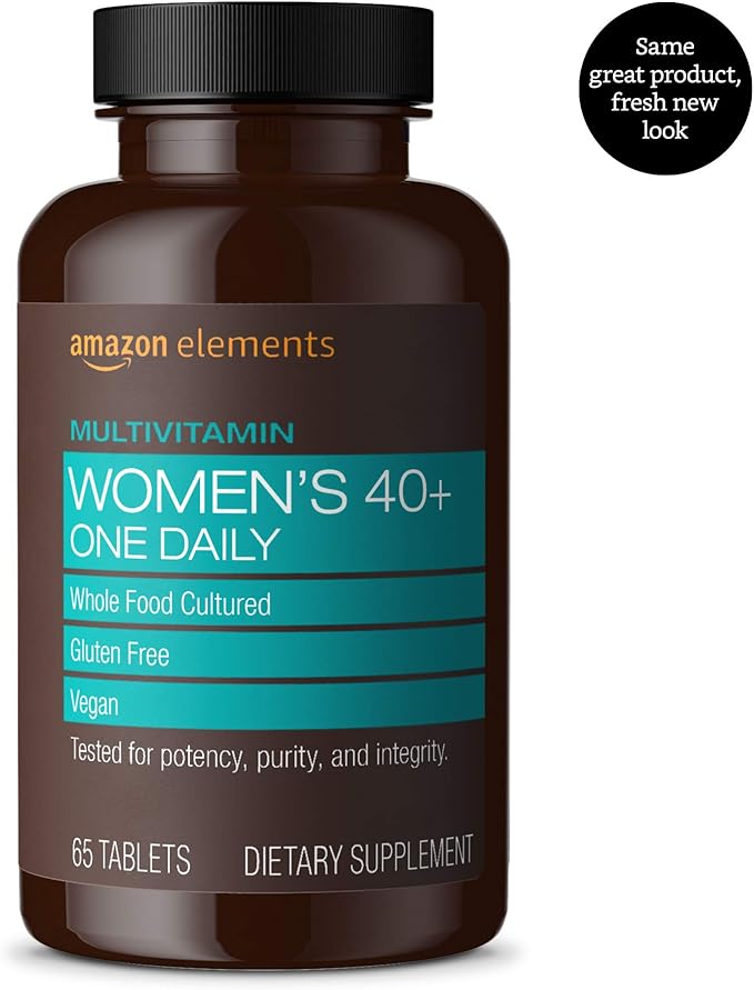 Amazon Elements Women‚ 40+ One Daily Multivitamin 66% Whole Food Cultured Vegan 65 Tablets 2 Month Supply (Packaging May Vary) (Pack of 2)