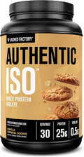 Jacked Factory Authentic ISO Whey Protein Isolate Powder - Low Carb Non-GMO Muscle Building Protein w/No Fillers Post Workout Recovery - 30 Servings Vanilla Oatmeal Cookie