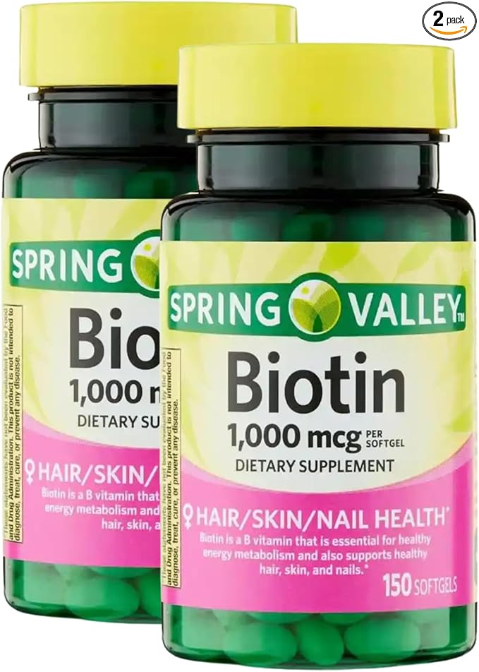 Unique Bundle Store Biotin 1000 mcg – 150 Softgels Biotin Supplement Gluten Free Daily Supports Healthy Hair Skin and Nails Vitamins for Women (Pack of 2)