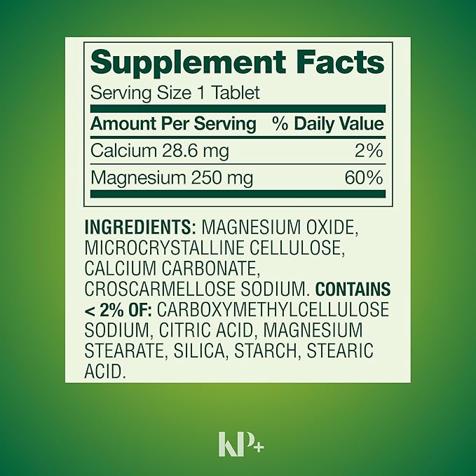 KP+ Magnesium Oxide 250 mg | Bone Muscle &amp Nerve Support | 250 Tablets | Dietary Supplement | Pack of 2
