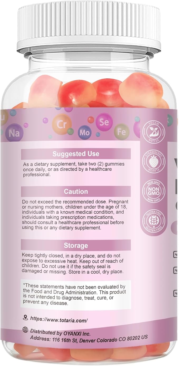 Totaria Multivitamin Gummies for Women &amp Probiotic Prebiotic Postbiotic Capsules for Women &amp Men Bundle