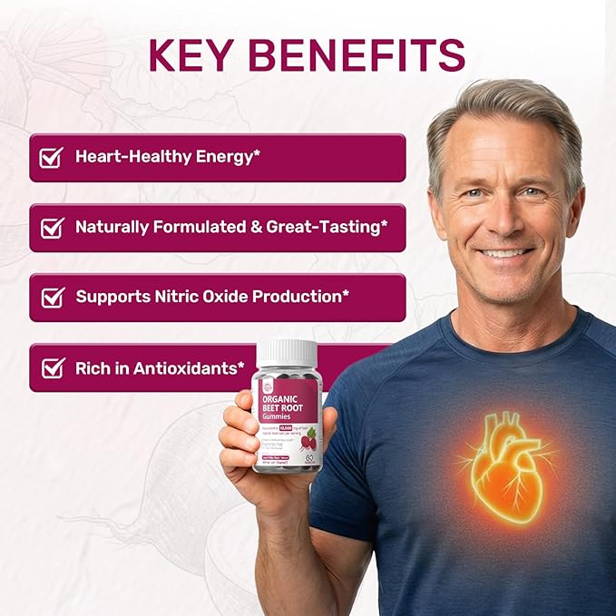 Raw Probiotics 100 Billion CFU + Organic Beet Root Nitric Oxide Gummies 10500mg | Digestive Circulation &amp Everyday Energy Support