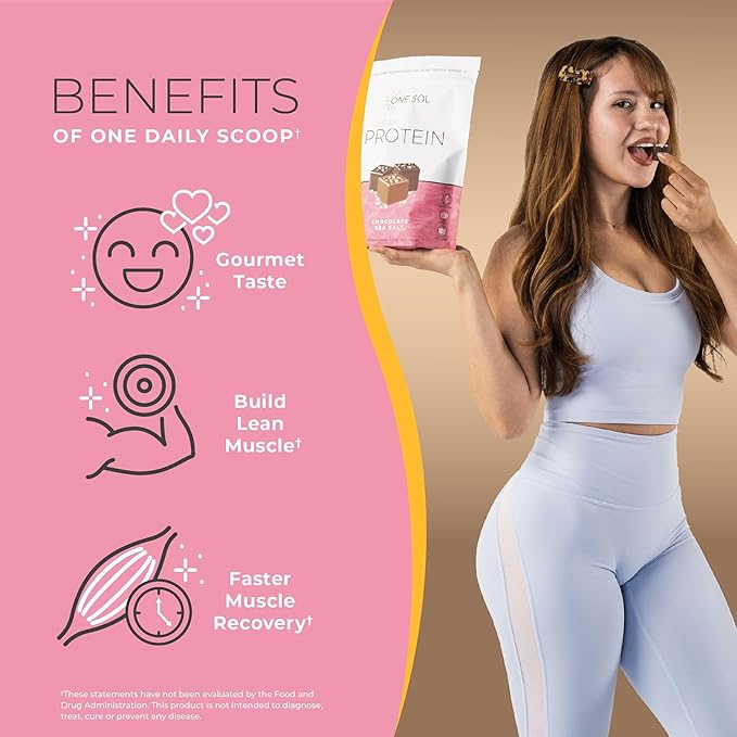 One Sol Lean Plant-Based Protein Powder Pea &amp Brown Rice Protein Low Carb Vegan Friendly - Gluten Lactose &amp Soy Free - No Added Sugar Non-GMO Clean Nutrition No Bloating (Chocolate Sea