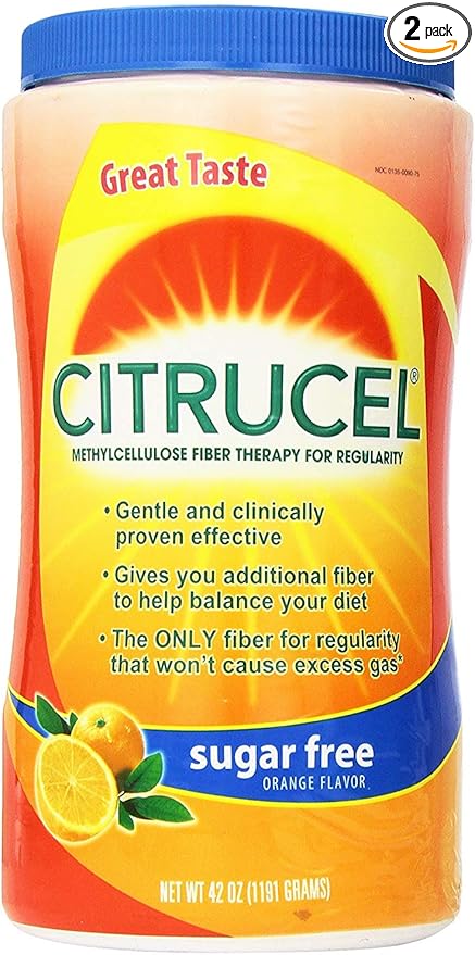 Citrucel Methylcellulose Fiber Therapy for Regularity with SmartFiber Sugar Free/Orange Flavor 42Oz (1191g) Pack of 2